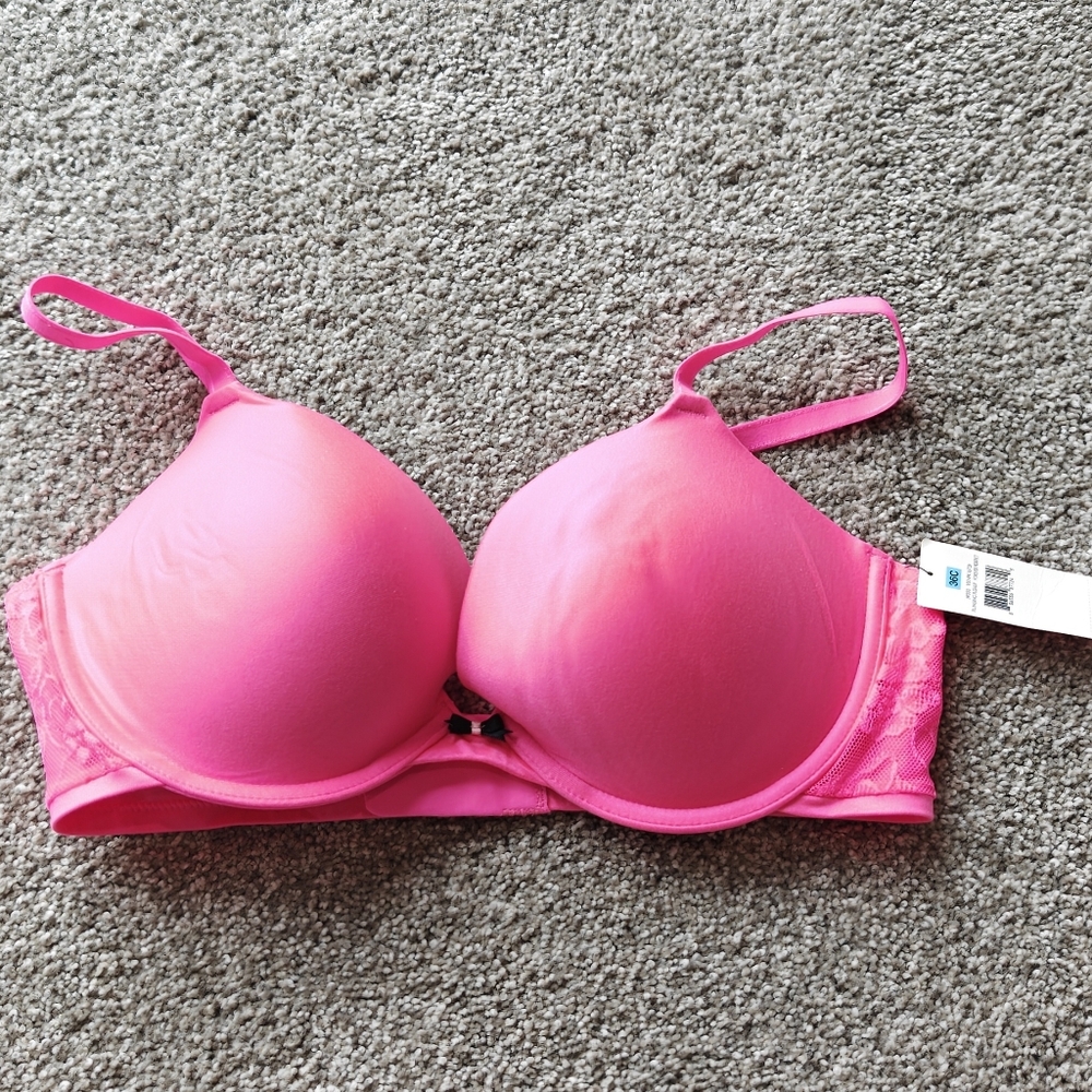 NWT Betsy Johnson Forever Perfect Plunging Push Up Sz 36C Hot Pink